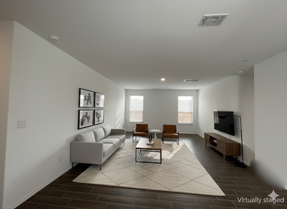 640 Pickrell Loop Georgetown, TX 78628 - Photo 4 of 36 Living area featuring wood tiled floors (staged)