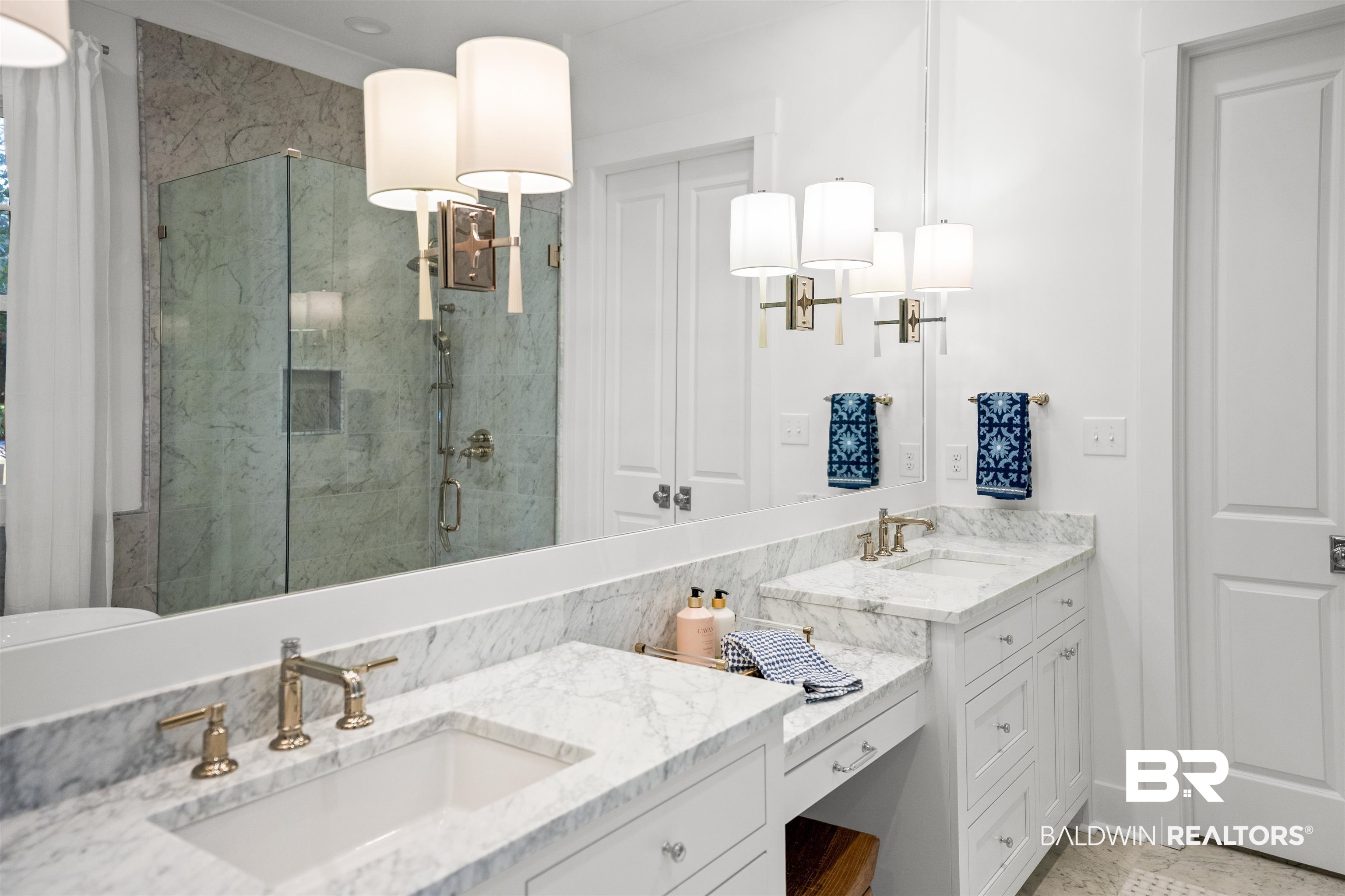 156 Hyacinth Street Fairhope, AL 36532 - Photo 36 of 61 Bathroom with a marble finish shower and two vanities