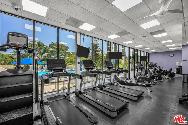 a view of a room with gym equipment