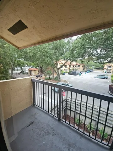 a balcony with street view