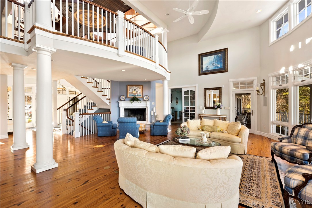1818 West Lake Road Skaneateles, NY 13152 - Photo 15 of 48 Livingroom showing second floor balcony