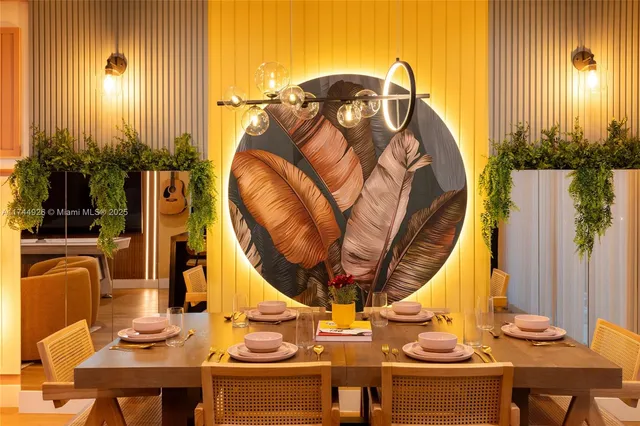 a view of a patio with table and chairs