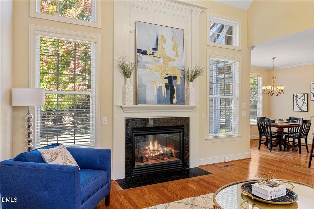 3628 Jamison Park Drive Apex, NC 27539 - Photo 5 of 60 a living room with furniture and a fireplace