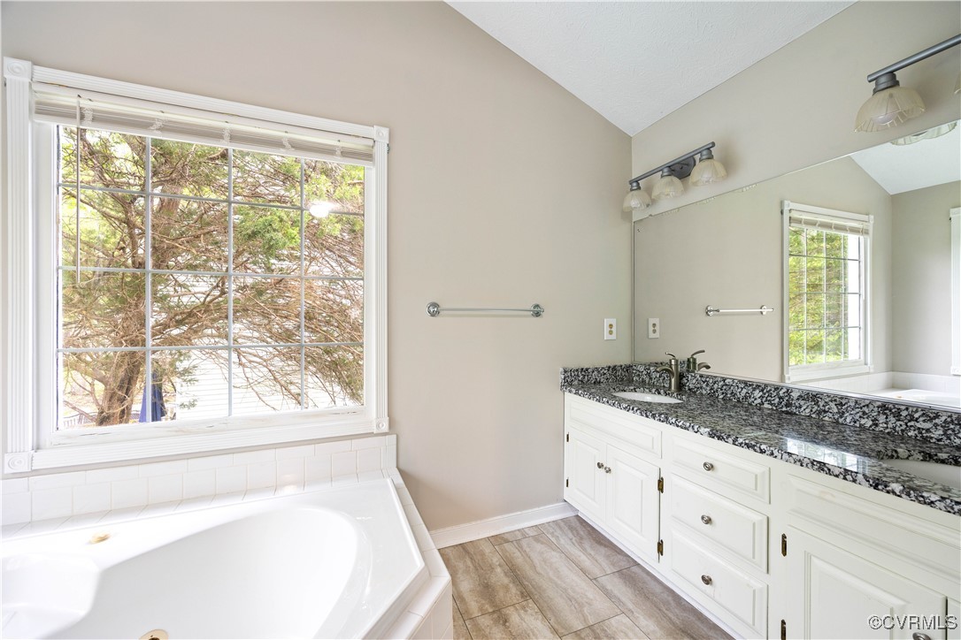 3012 Appleford Drive Chester, VA 23831 - Photo 20 of 25 a bathroom with a granite countertop sink and a window