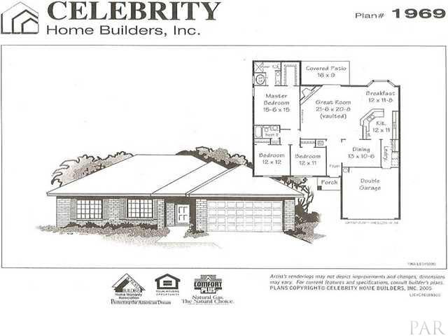 4871 Pineview Ridge Road Pace, FL 32571 - Photo 16 of 16 Actual Floor Plan is a mirror image of this drawing.