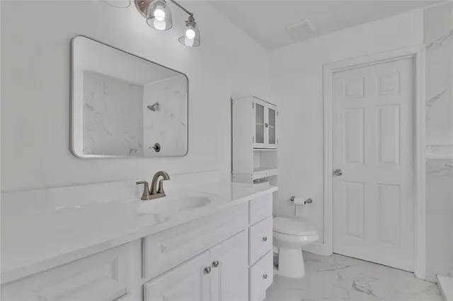 a bathroom with a toilet a sink and mirror