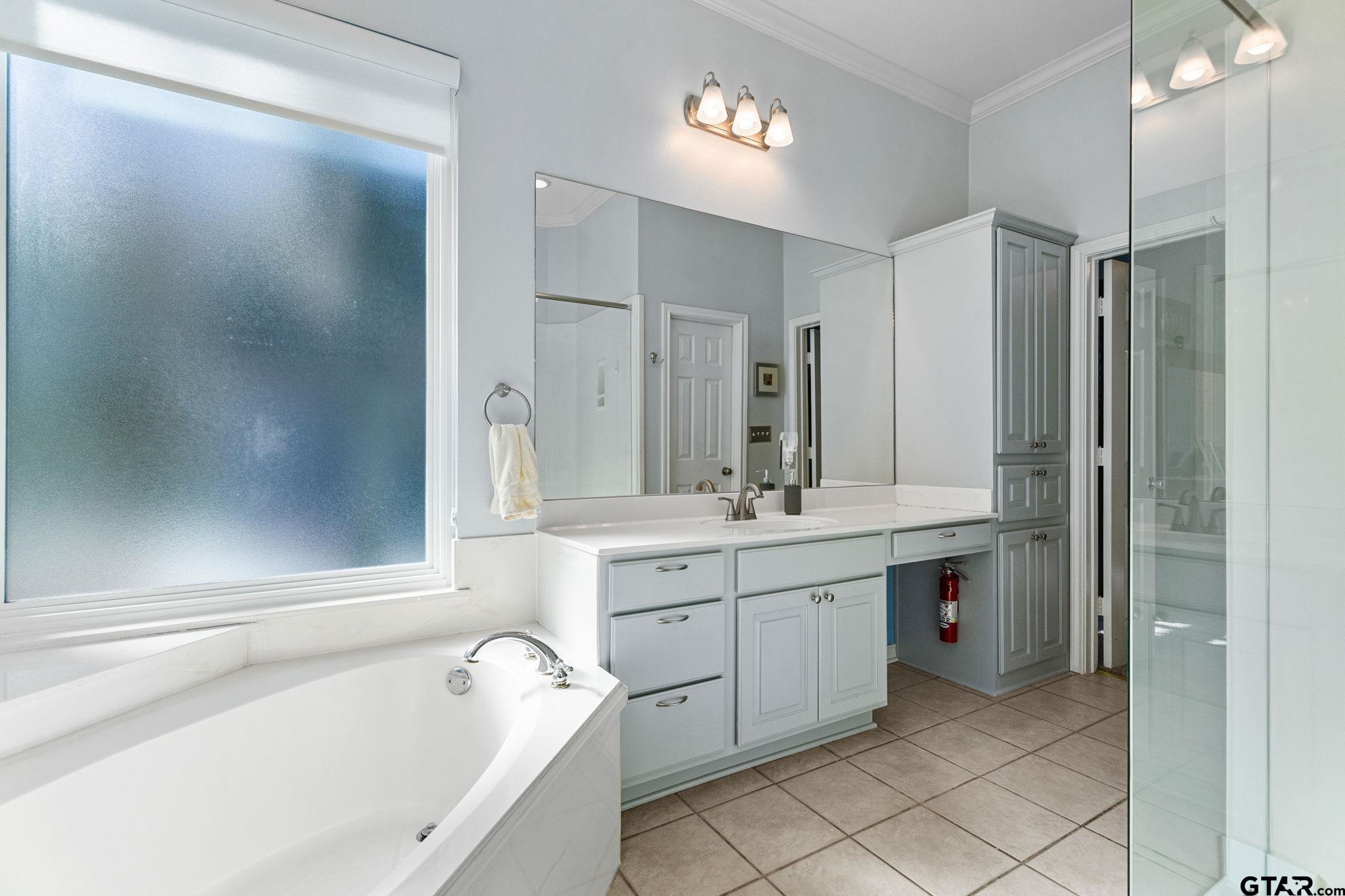 14417 East Ridge Road Arp, TX 75750 - Photo 19 of 47 a bathroom with a tub sink and mirror
