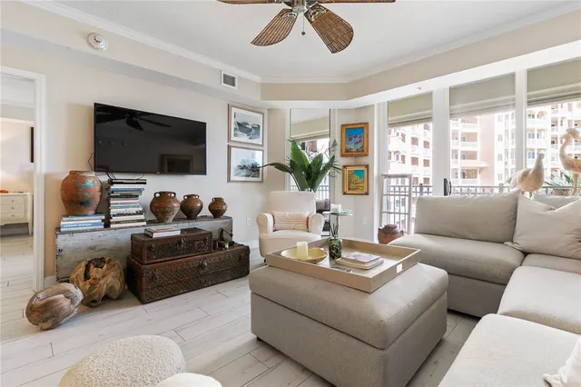 a view of a lake with building in front of it