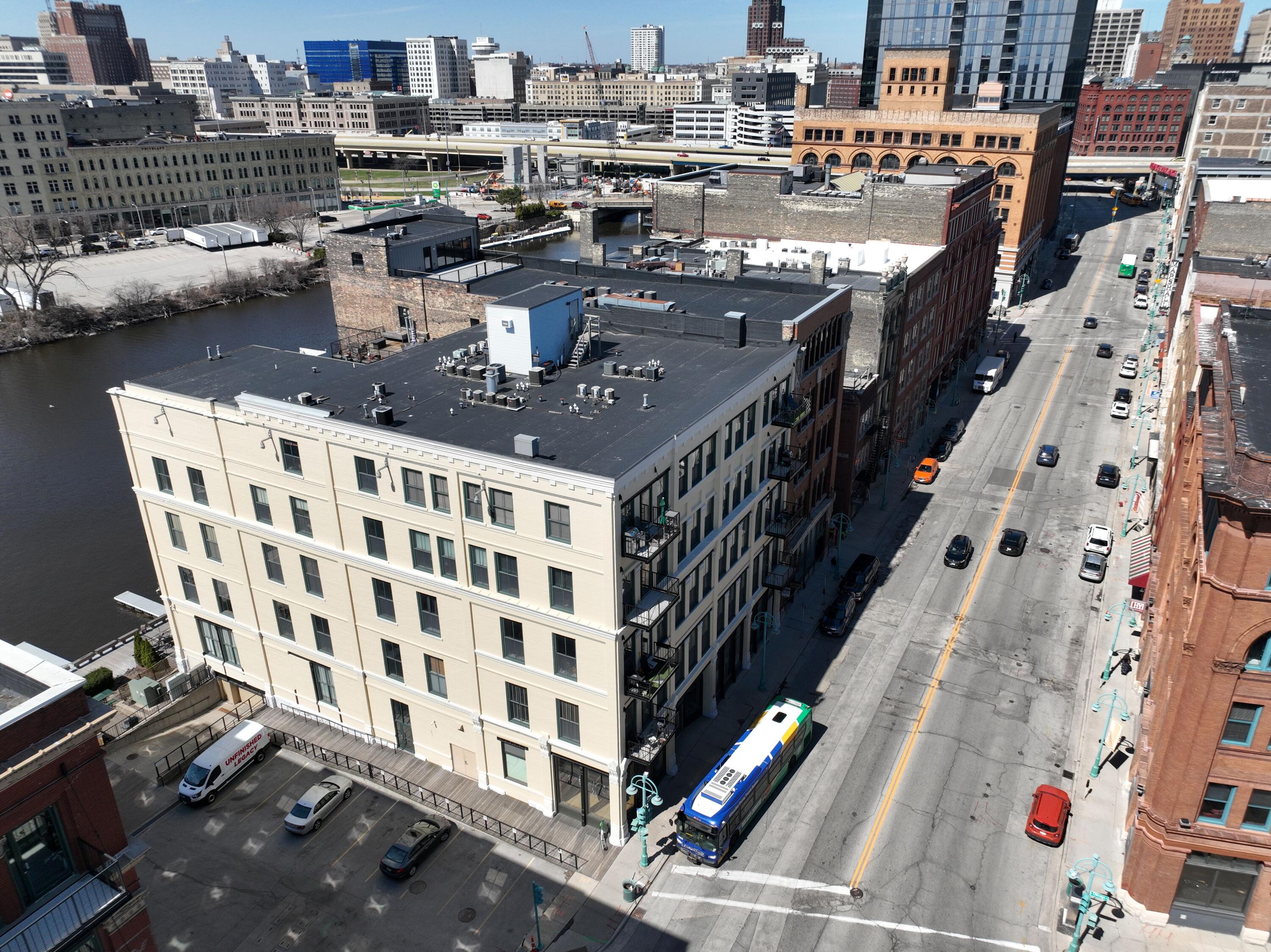 205 North Water Street, Unit 404 Milwaukee, WI 53202 - Photo 44 of 47 Drone of Building