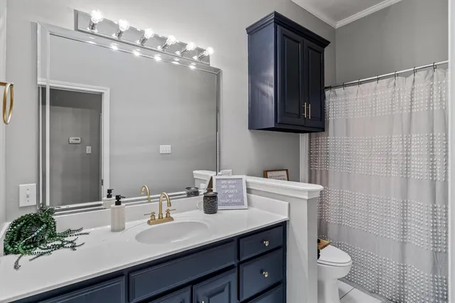 a bathroom with a sink a toilet and mirror