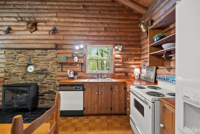 a kitchen with a stove and a microwave