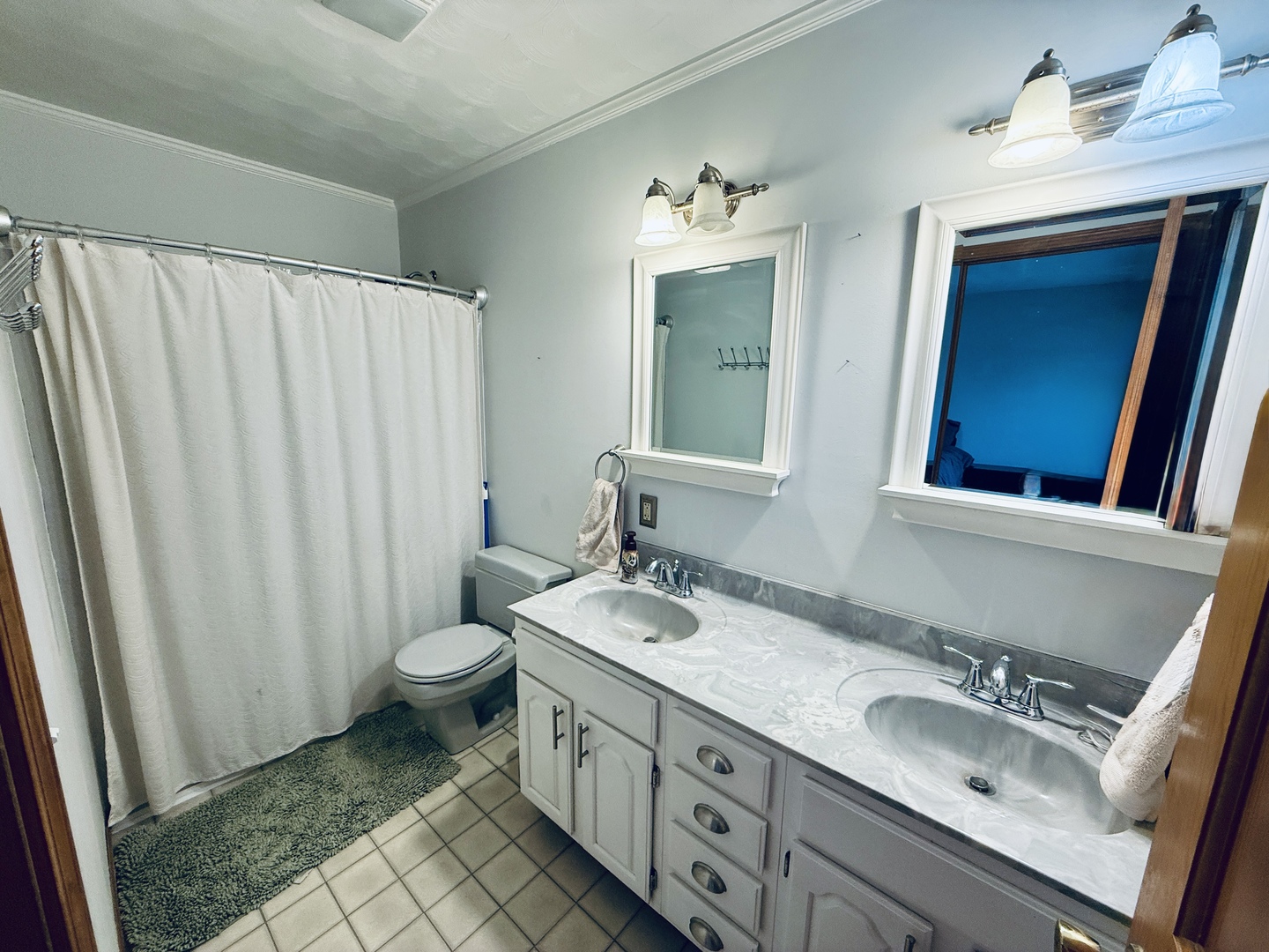 10151 East Hickory Ridge Drive Rochelle, IL 61068 - Photo 17 of 31 a bathroom with a double vanity sink and a mirror
