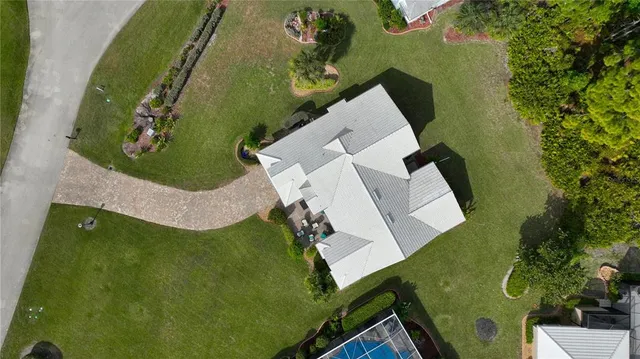 an aerial view of a house