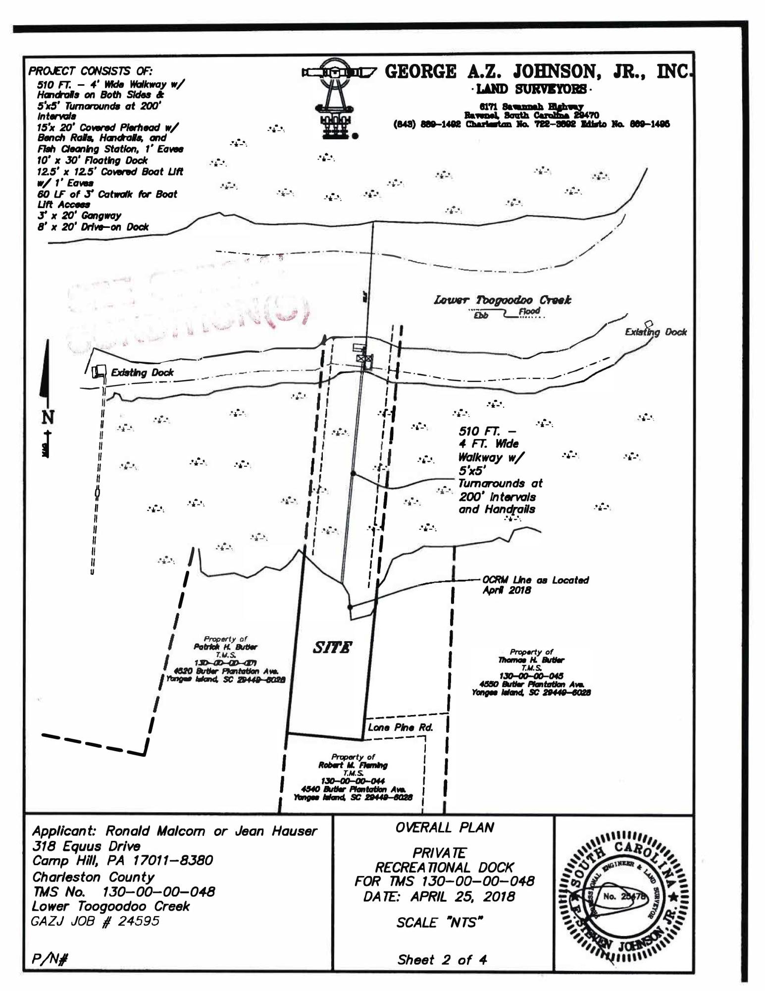 0 Lone Pine Road Meggett, SC 29449 - Photo 12 of 13 Dock Permit_Plans_OCRM_Lone Pine_Page_2