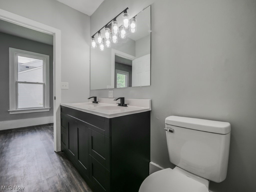 39330 Chestnut Ridge Road Elyria, OH 44035 - Photo 25 of 32 Bathroom featuring vanity, mirror, and dark hardwood flooring