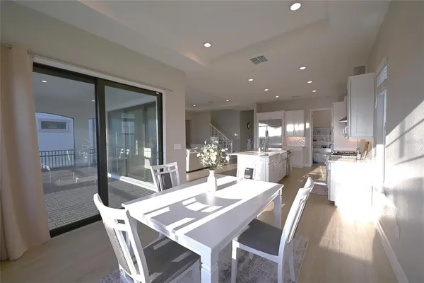 a view of a dining area with furniture