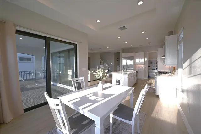 a view of a dining area with furniture
