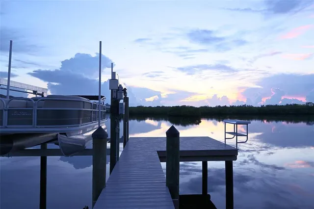 a view of a lake with a terrace