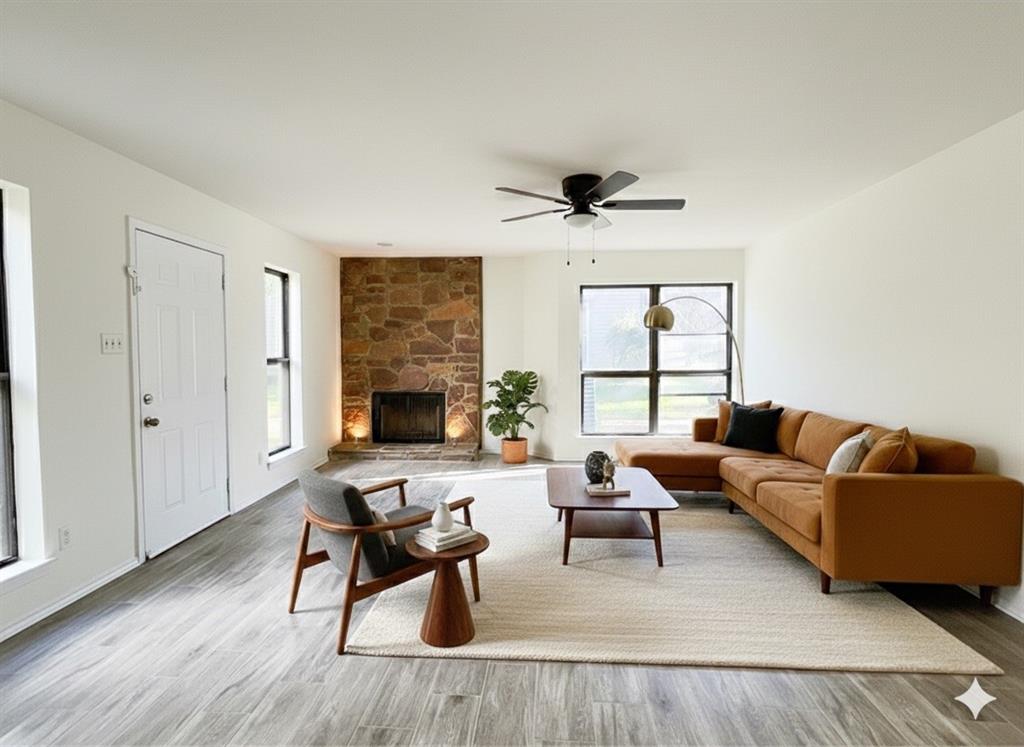 1508 Grantbrook Lane Dallas, TX 75228 - Photo 9 of 11 a living room with furniture and a fireplace