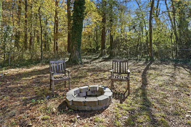 a outdoor view with a seating space