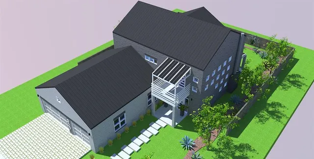 an aerial view of a house