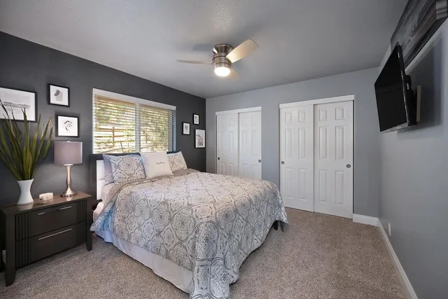 a view of a deck with furniture