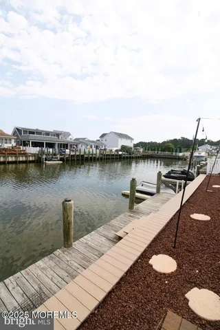 a view of a lake with a mountain in the background