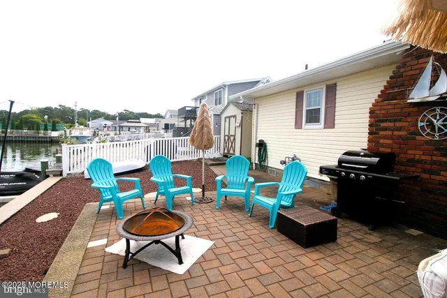 a view of a terrace with furniture