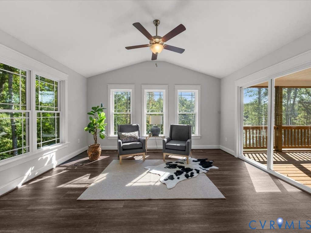 1280 Mill Quarter Road Powhatan, VA 23139 - Photo 16 of 50 Living area with lofted ceiling, dark wood finishe