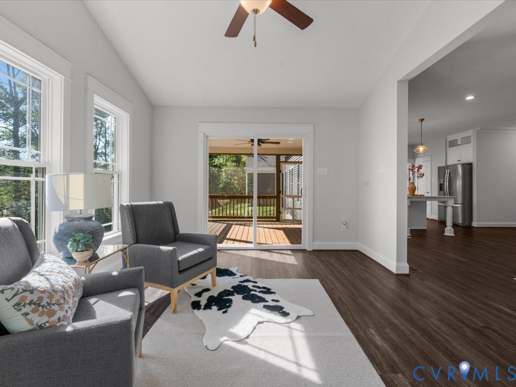 1280 Mill Quarter Road Powhatan, VA 23139 - Photo 18 of 50 Living area with dark wood-style floors, a ceiling