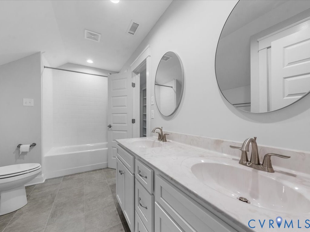 1280 Mill Quarter Road Powhatan, VA 23139 - Photo 36 of 50 Full bathroom featuring double vanity, tub / showe
