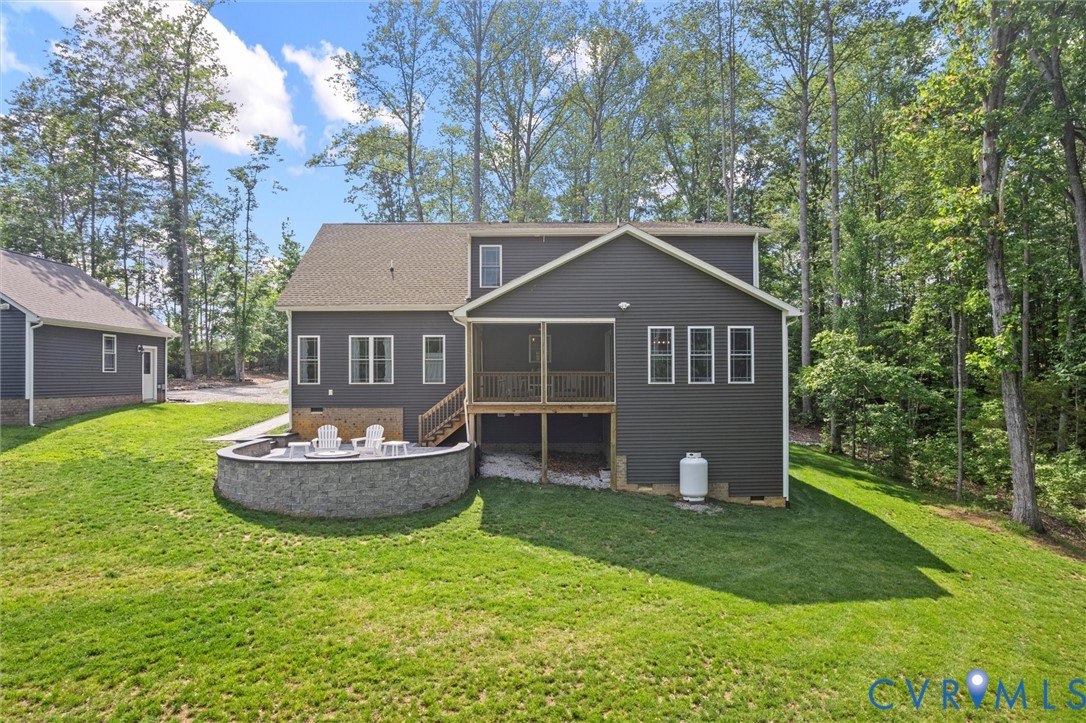 1280 Mill Quarter Road Powhatan, VA 23139 - Photo 48 of 50 Rear view of property with crawl space, a yard, a