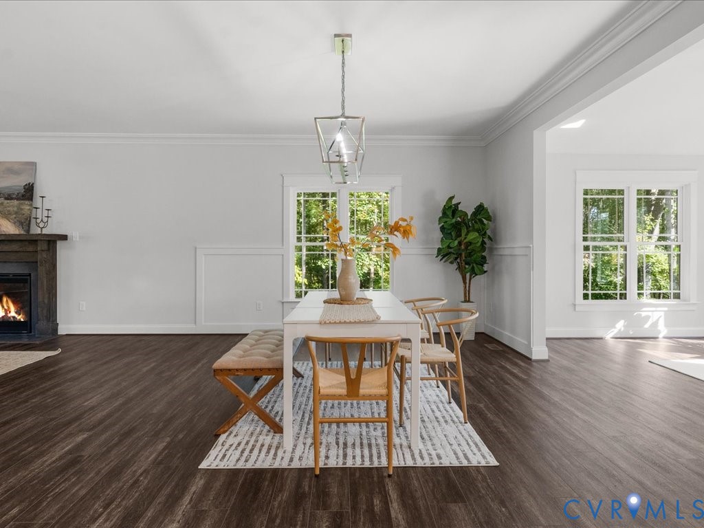 1280 Mill Quarter Road Powhatan, VA 23139 - Photo 9 of 50 Dining area featuring dark wood-style floors, crow