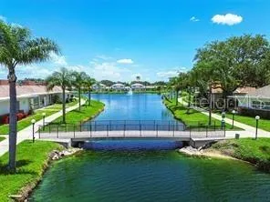 a view of a park with a slide