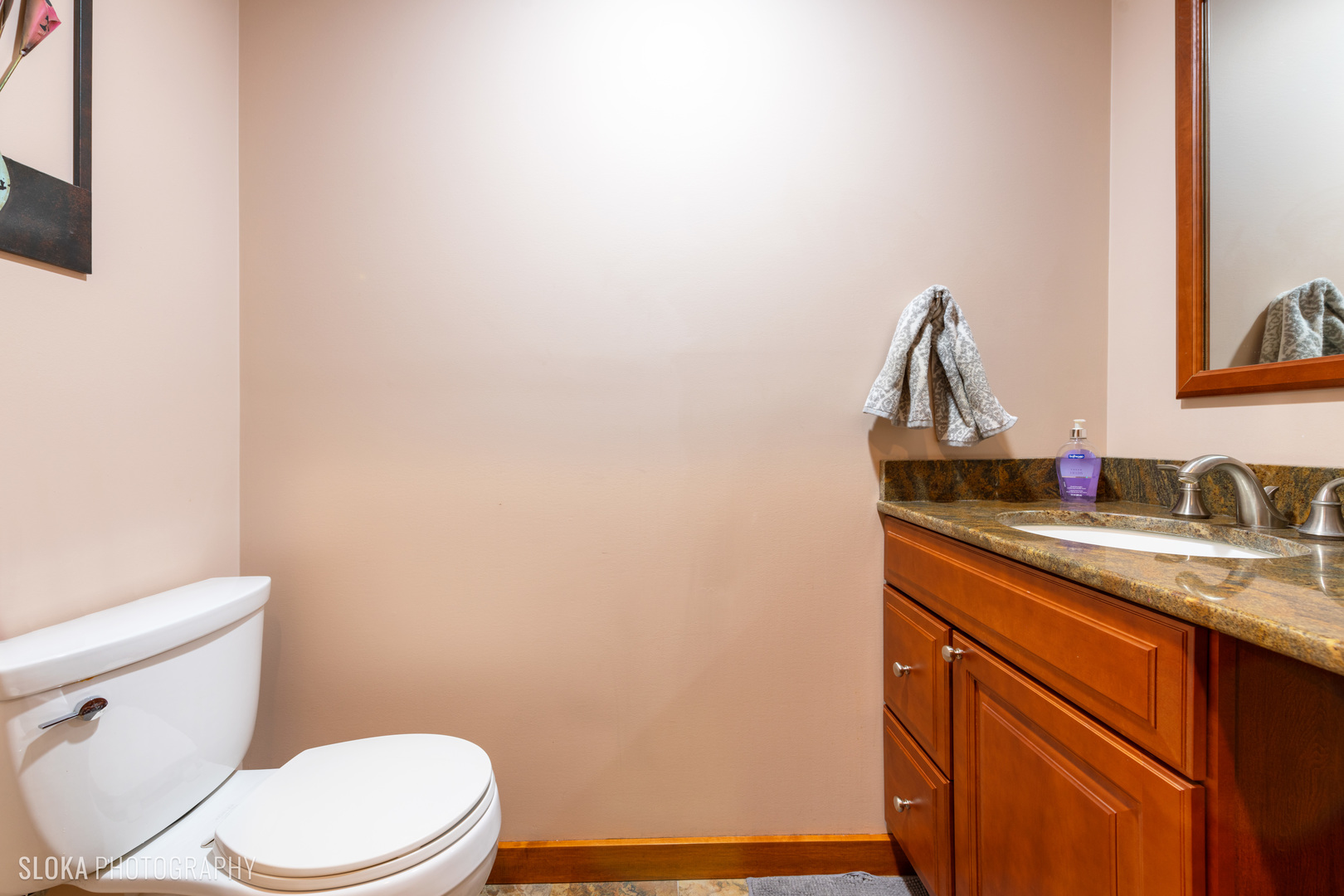 2401 West Wright Road Prairie Grove, IL 60012 - Photo 40 of 60 a bathroom with a granite countertop sink and a toilet