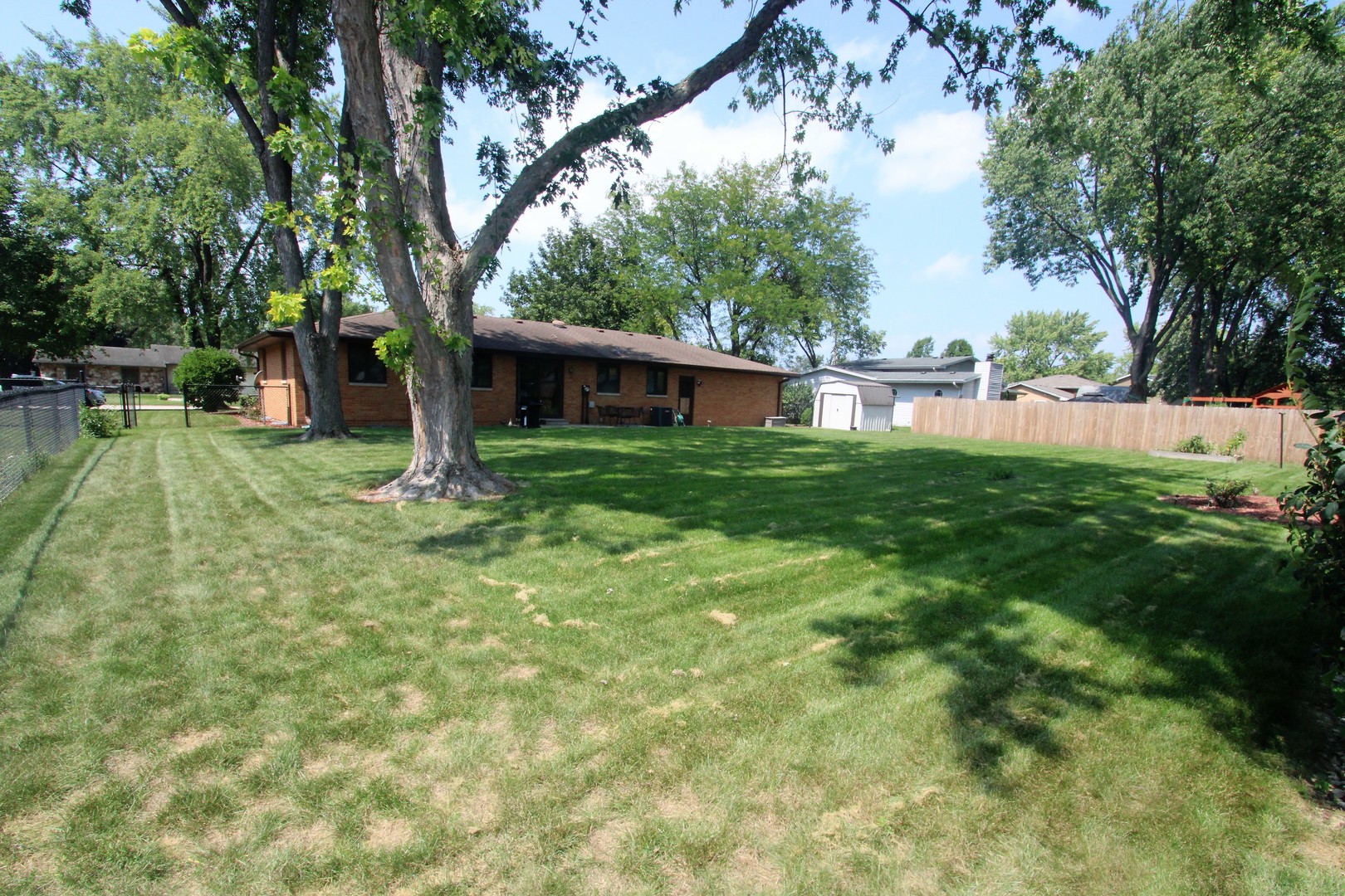 23815 Hickory Lane Minooka, IL 60447 - Photo 4 of 30 a backyard of a house with plants and large tree