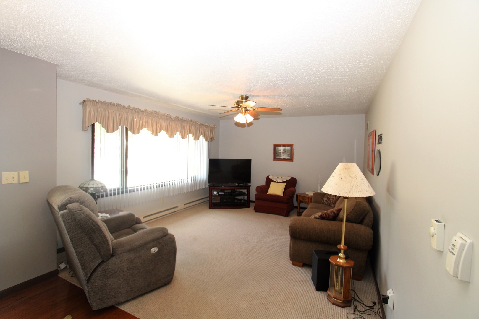 23815 Hickory Lane Minooka, IL 60447 - Photo 8 of 30 a living room with furniture a window and a flat screen tv