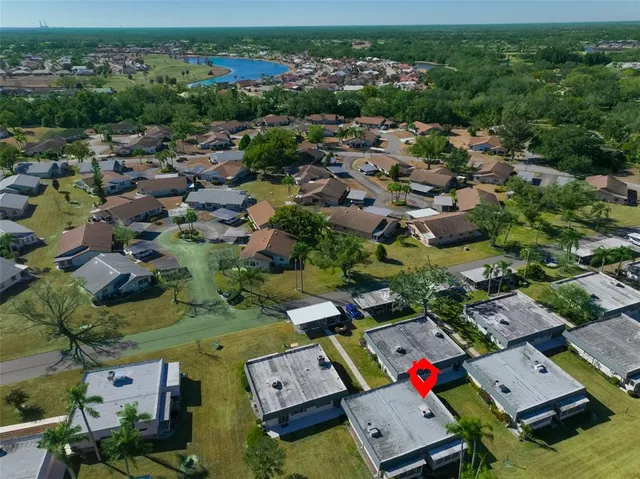 a view of a park with slide