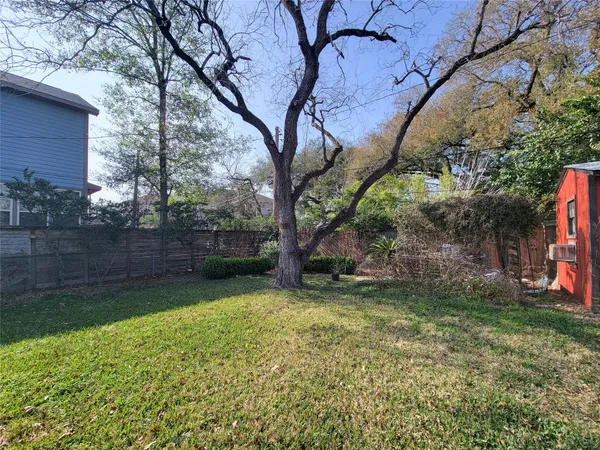 a view of a yard with a tree