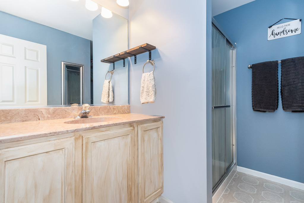 1950 Lakeside Drive Montgomery, IL 60538 - Photo 10 of 15 a bathroom with a granite countertop sink and a mirror