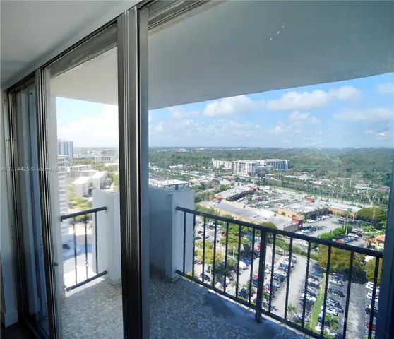 a view of a city from a balcony