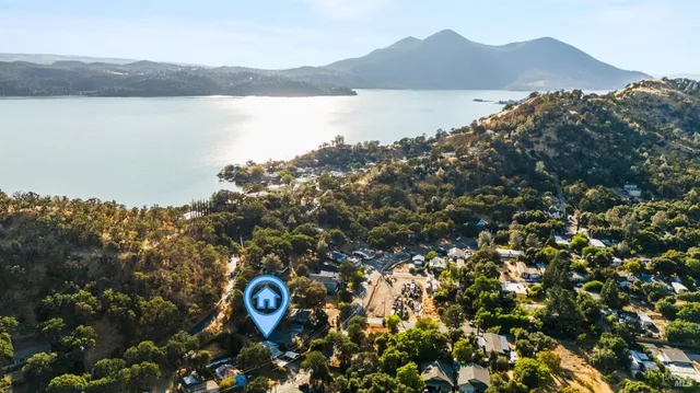 a view of lake with mountain
