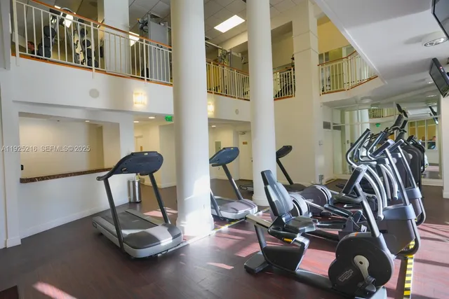 a view of a room with gym equipment