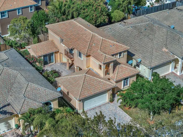 an aerial view of a house