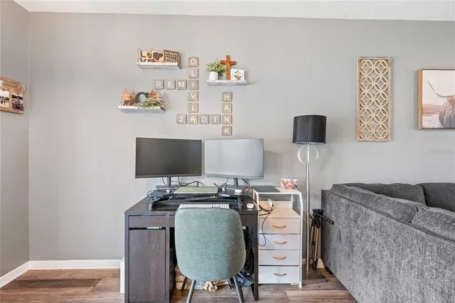 a workspace with furniture and couch