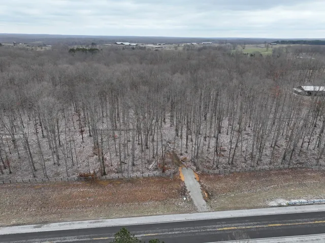 a view of a dry yard with wooden fence