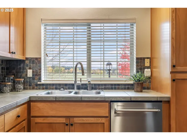 a kitchen with a sink and a window