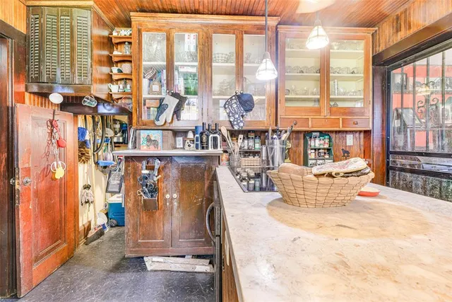 a view of a porch with furniture
