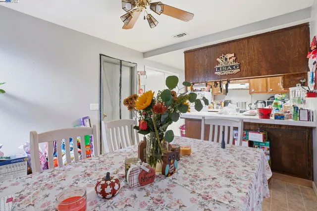a front view of a dining room with furniture
