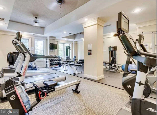 a view of a room with gym equipment